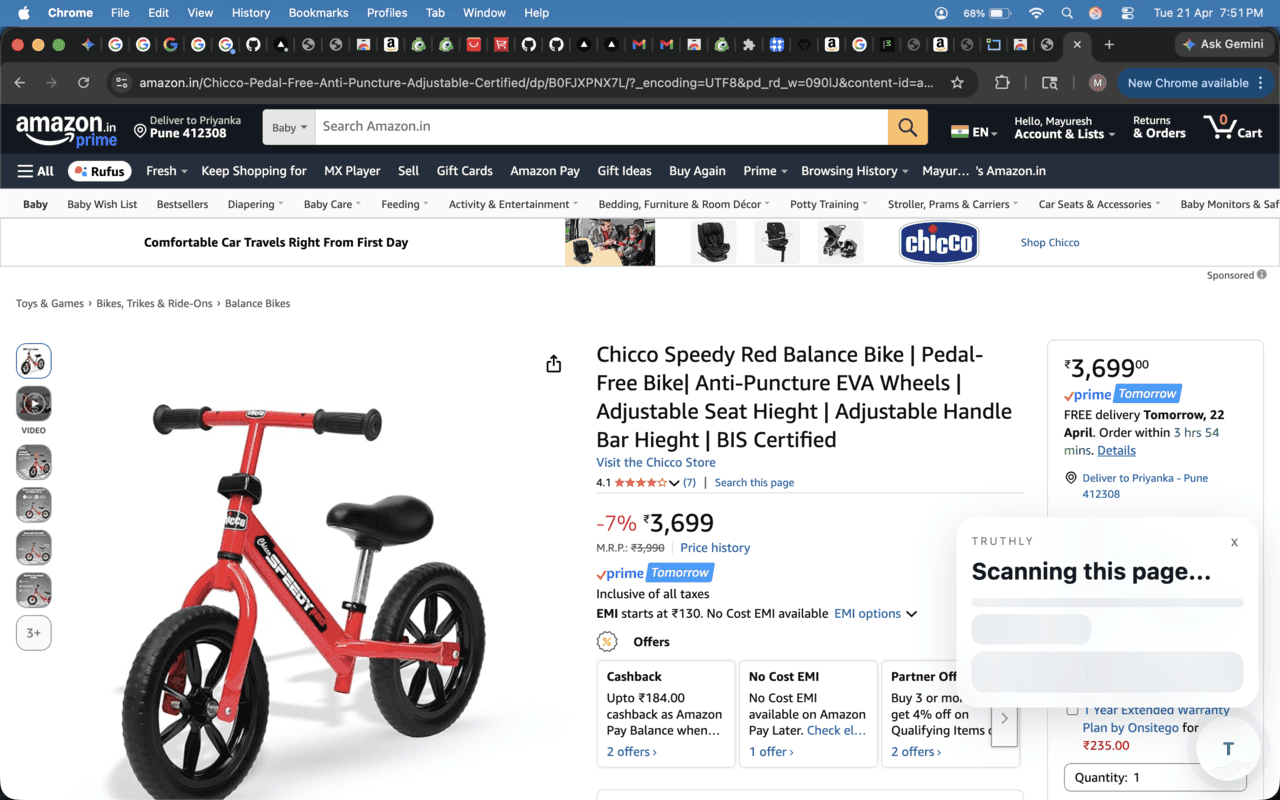 Original product listing price